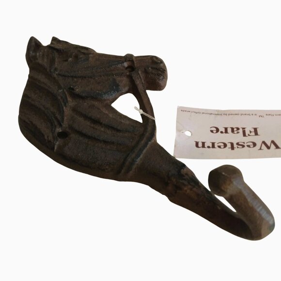 Rustic Cast Iron Horse Head Single Wall Hook-Western Flare Collection-NWT - Picture 10 of 10